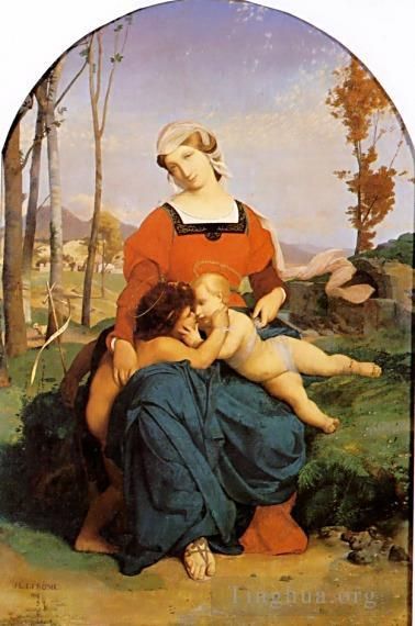 Jean-Léon Gérôme Peinture à l'huile - La Vierge, l'Enfant Jésus et saint Jean