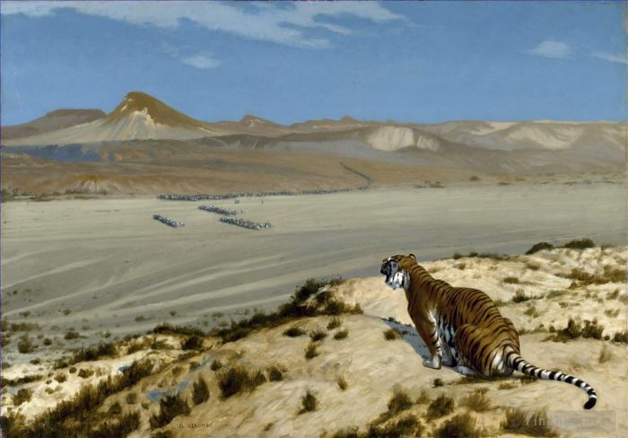 Jean-Léon Gérôme Peinture à l'huile - Tigre aux aguets 3_2