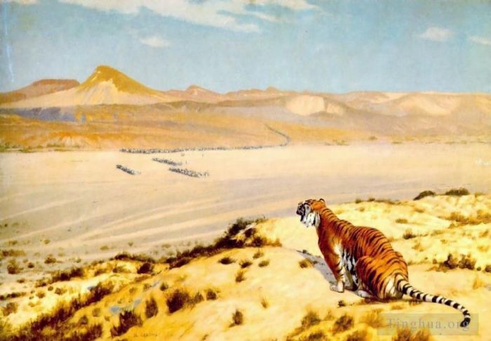 Jean-Léon Gérôme Peinture à l'huile - Tigre aux aguets2