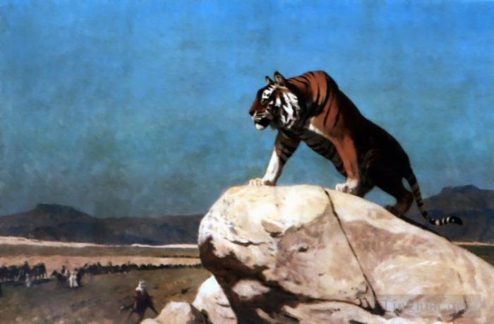 Jean-Léon Gérôme Peinture à l'huile - Tigre aux aguets