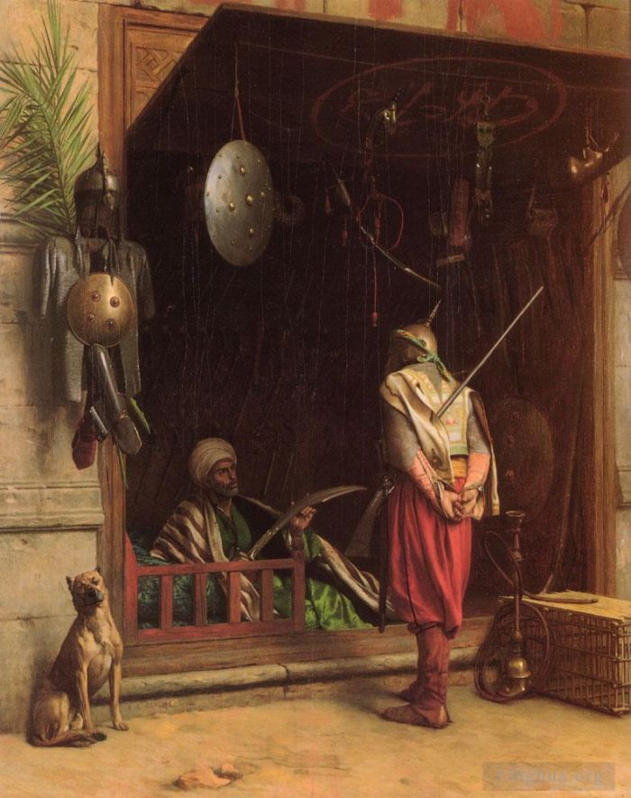 Jean-Léon Gérôme Peinture à l'huile - Un Marchand Darmes Au Caire
