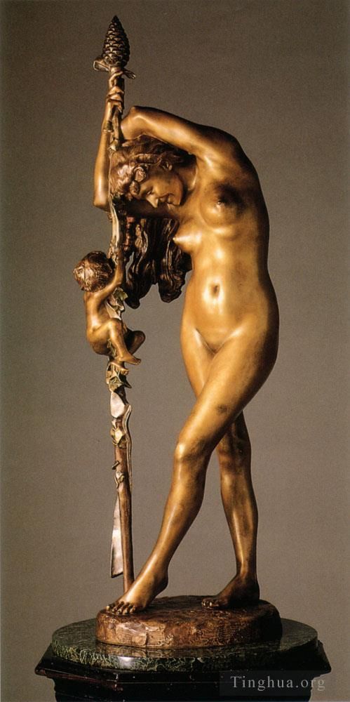 Jean-Léon Gérôme Sculpture - Bacchante Et L'Amour