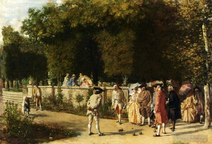 Jean-Louis Ernest Meissonier Peinture à l'huile - Jouer Au Jeu De Boules