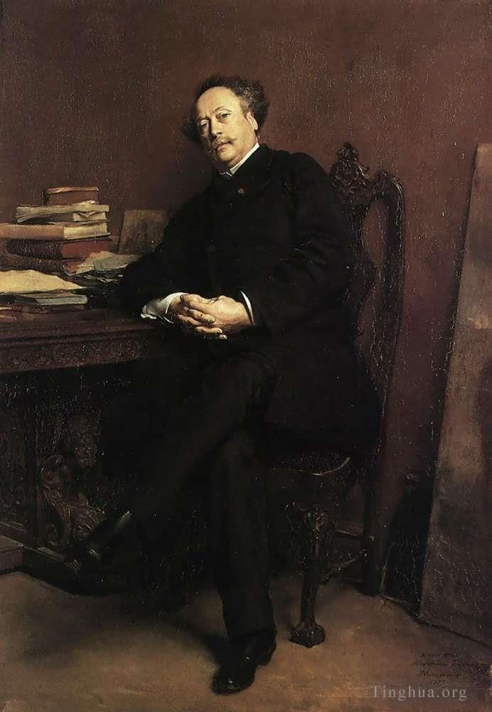Jean-Louis Ernest Meissonier Peinture à l'huile - Portrait d'Alexandre Dumas Jr 1877