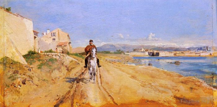 Jean-Louis Ernest Meissonier Peinture à l'huile - Autoportrait Le Long De La Route De La Salice Antibes