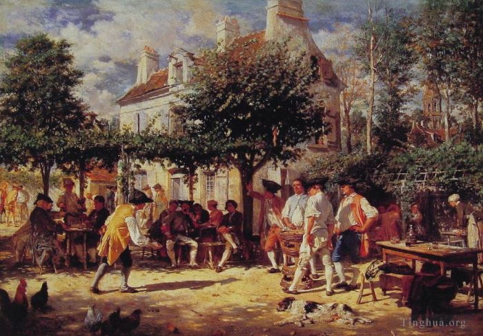 Jean-Louis Ernest Meissonier Peinture à l'huile - Dimanche à Poissy