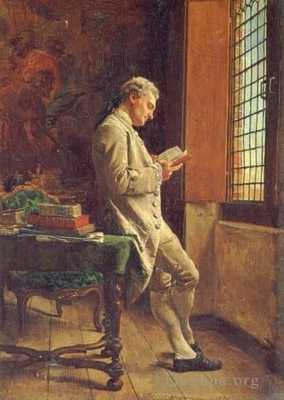 Jean-Louis Ernest Meissonier Peinture à l'huile - Le lecteur en blanc
