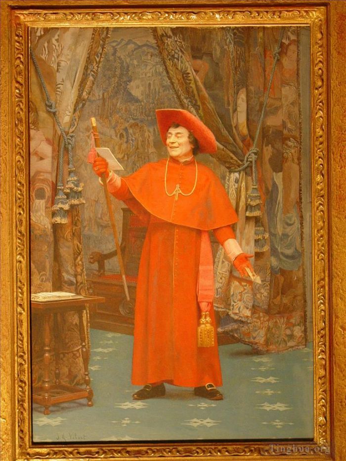 Jehan Georges Vibert Peinture à l'huile - Cardinal lisant une lettre