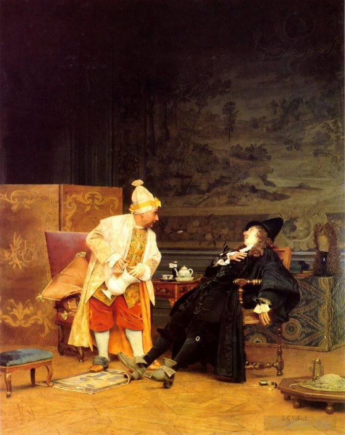 Jehan Georges Vibert Peinture à l'huile - Le docteur malade