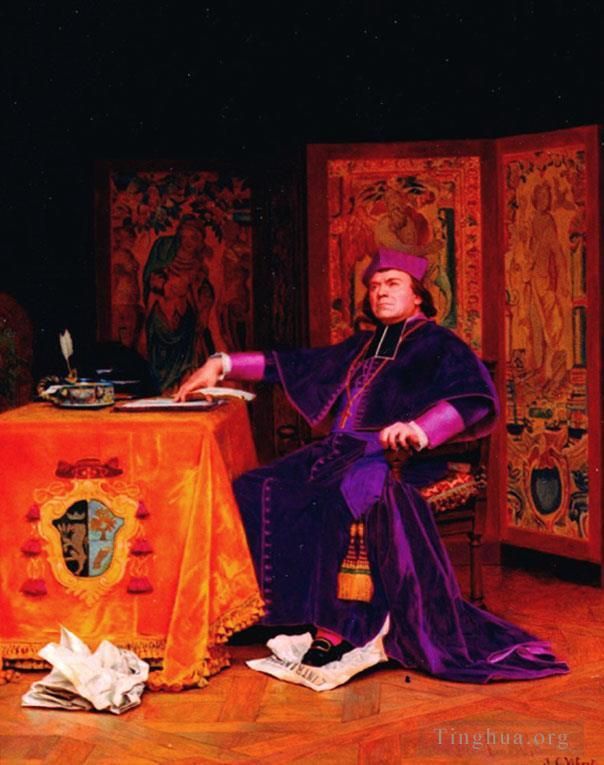 Jehan Georges Vibert Peinture à l'huile - Colère de l'évêque