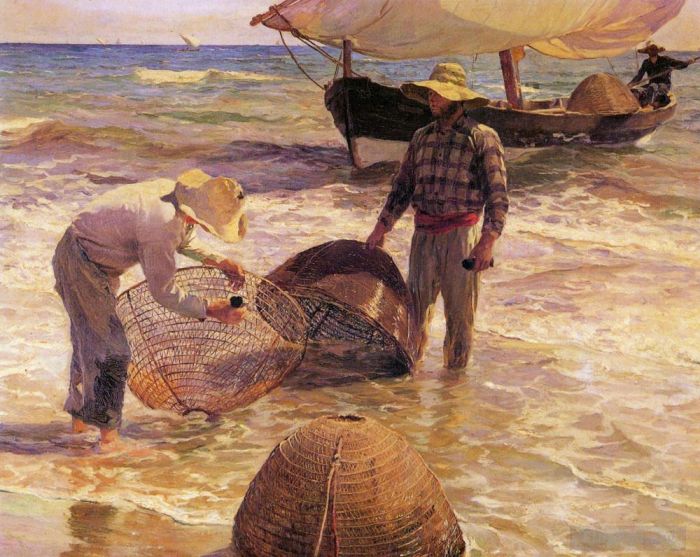 Joaquin Sorolla Peinture à l'huile - Pêcheurs valenciens