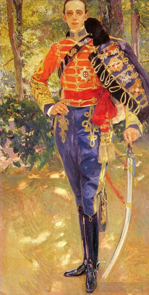 Joaquin Sorolla Peinture à l'huile - Retrato Del Rey Don Alfonso XIII con el Uniforme De Husares