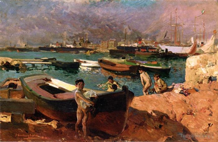 Joaquin Sorolla Peinture à l'huile - Port de Valence