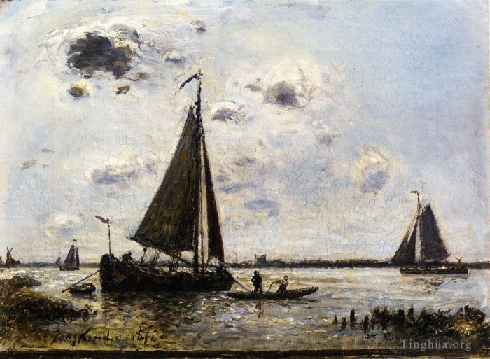 Johan Barthold Jongkind Peinture à l'huile - Près de Dordrecht
