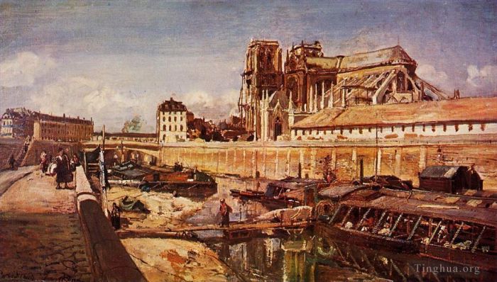 Johan Barthold Jongkind Peinture à l'huile - Notre Dame de Paris vue du pont de L'Archevêché