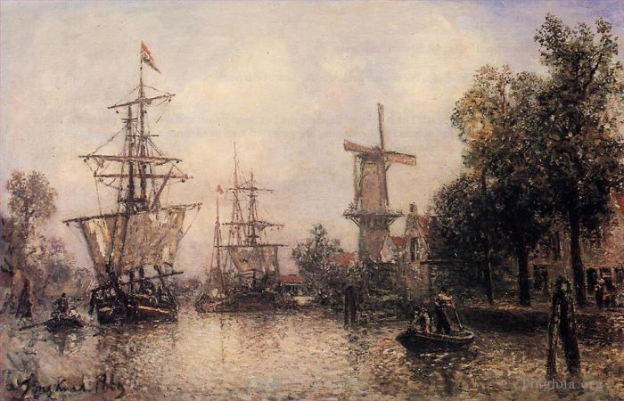 Johan Barthold Jongkind Peinture à l'huile - Le port de Rotterdam2