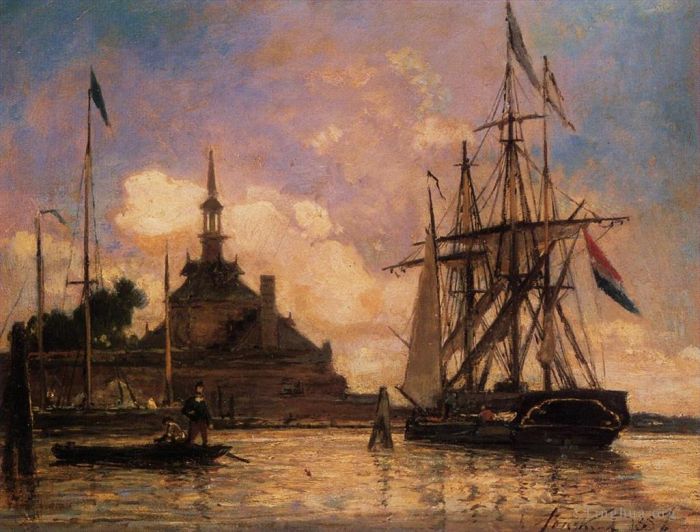 Johan Barthold Jongkind Peinture à l'huile - Le port de Rotterdam