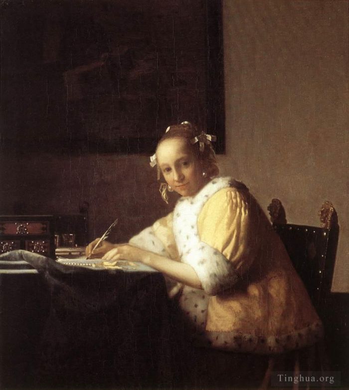 Johannes Vermeer Peinture à l'huile - Une dame écrivant une lettre