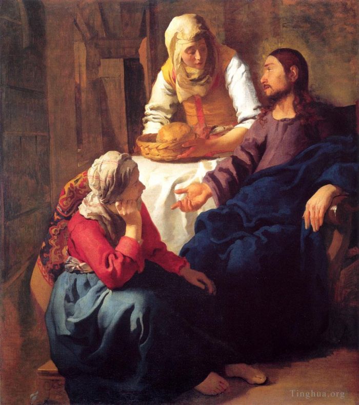 Johannes Vermeer Peinture à l'huile - Le Christ dans la maison de Marie et Marthe
