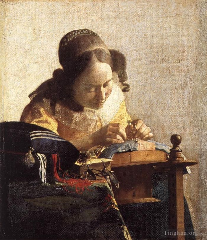 Johannes Vermeer Peinture à l'huile - La Dentellière