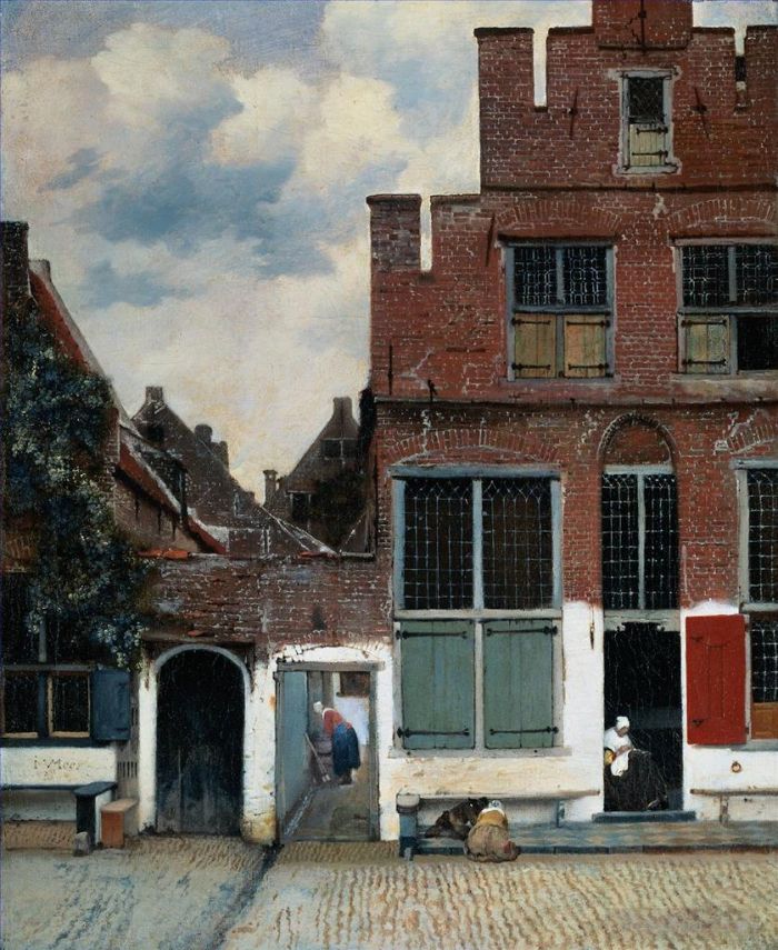 Johannes Vermeer Peinture à l'huile - Vue des maisons de Delft connues sous le nom de La Petite Rue