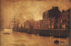 John Atkinson Grimshaw œuvres - Soirée dans le port de Whitby
