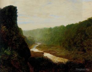 John Atkinson Grimshaw œuvres - Paysage avec une rivière sinueuse