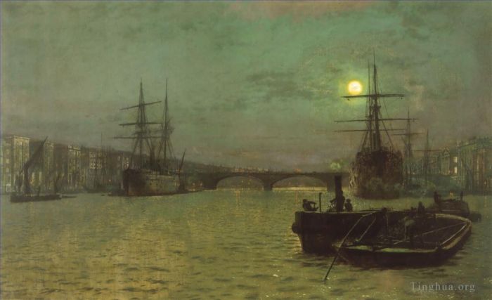 John Atkinson Grimshaw Peinture à l'huile - Pont De LondresDemi Marée