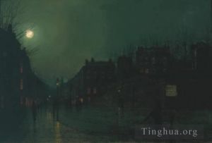 John Atkinson Grimshaw œuvres - Vue de Heath Street de nuit TCS