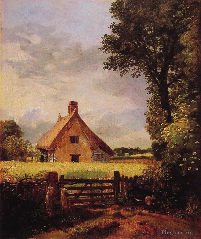 John Constable Peinture à l'huile - Un chalet dans un champ de maïs