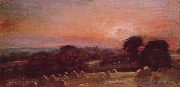 John Constable Peinture à l'huile - Un champ de foin à East Bergholt