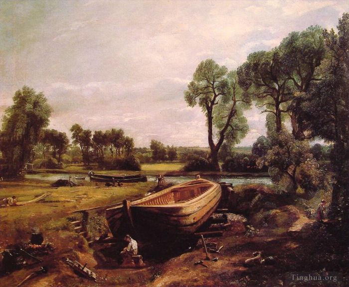 John Constable Peinture à l'huile - Construction de bateaux