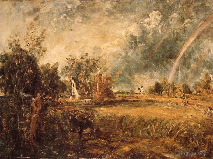 John Constable Peinture à l'huile - Cottage Moulin Arc-en-Ciel