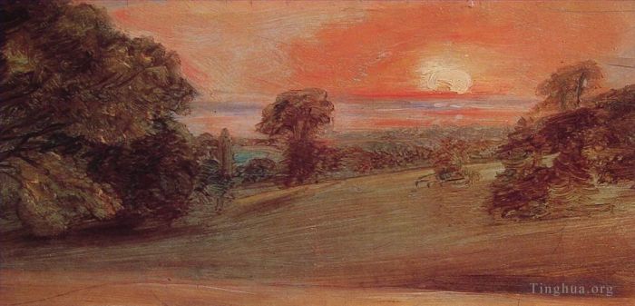 John Constable Peinture à l'huile - Paysage du soir à East Bergholt