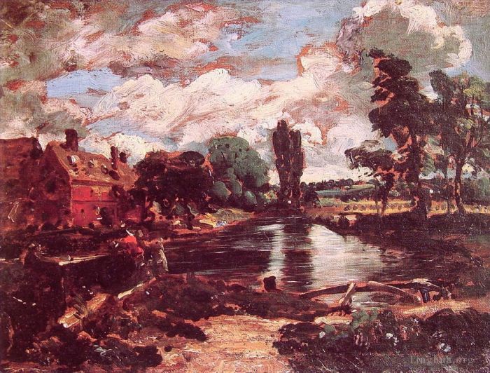 John Constable Peinture à l'huile - Flatford Mill depuis l'écluse