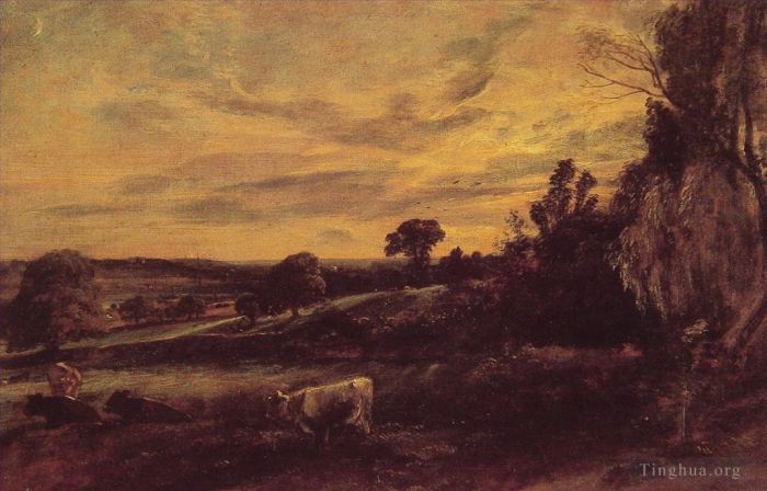 John Constable Peinture à l'huile - Soirée Paysage