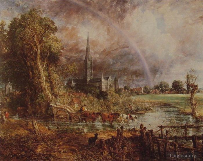 John Constable Peinture à l'huile - Cathédrale de Salisbury depuis les prés