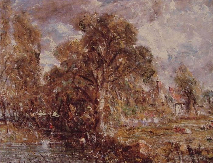 John Constable Peinture à l'huile - Scène sur une rivière2