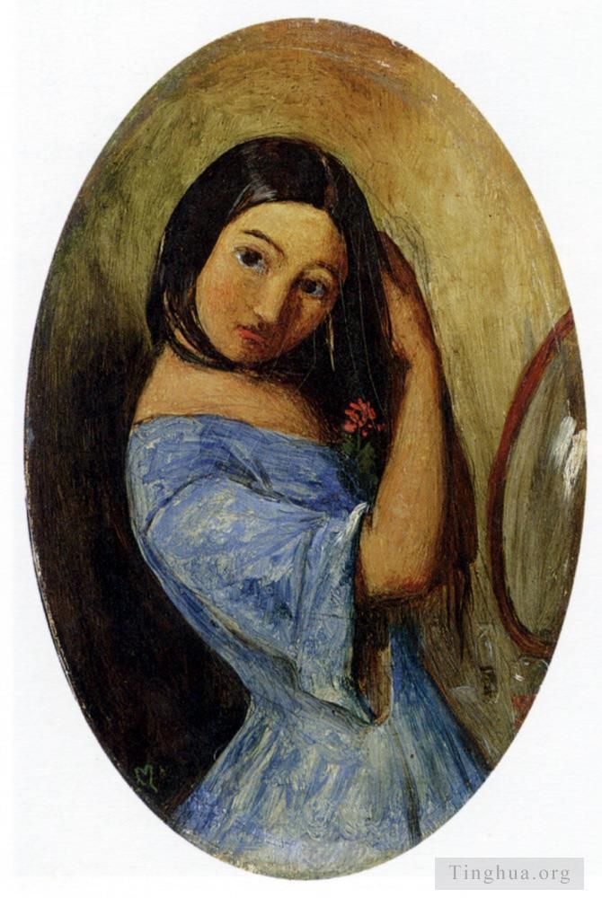 John Everett Millais Peinture à l'huile - Une jeune fille se peignant les cheveux