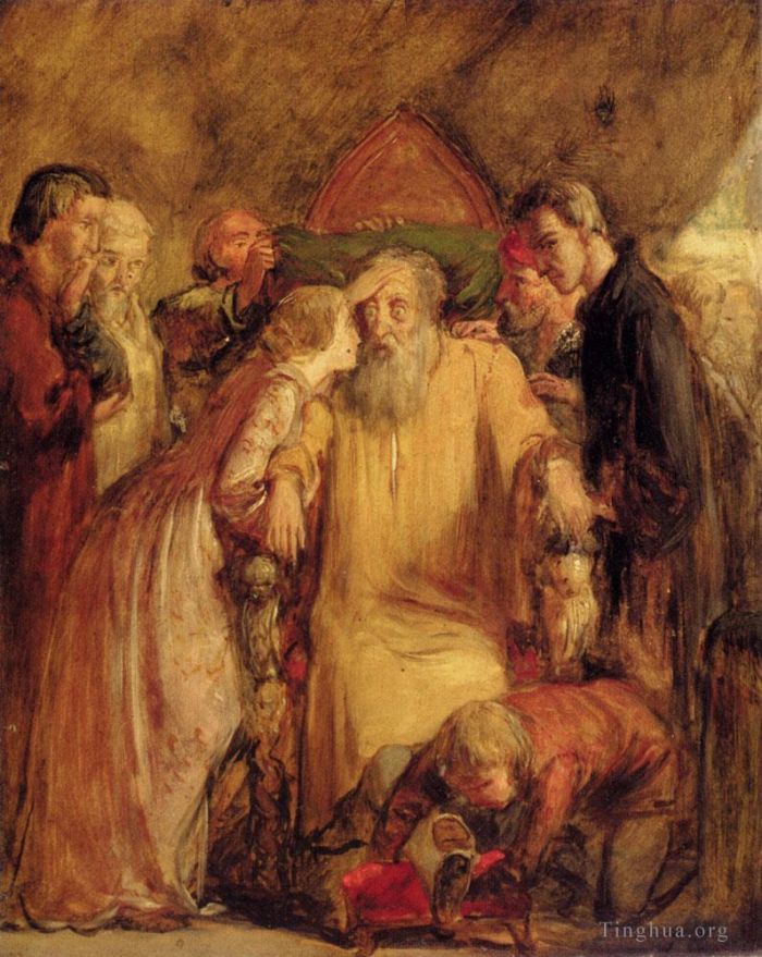 John Everett Millais Peinture à l'huile - Lear et Cordélia