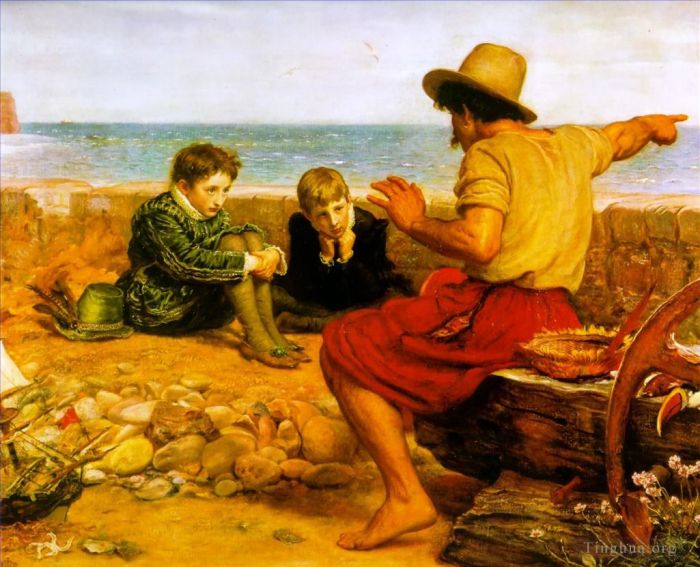 John Everett Millais Peinture à l'huile - L'enfance de Walter Raleigh