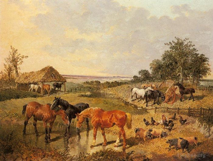 John Frederick Herring Jr Peinture à l'huile - Vie à la campagne