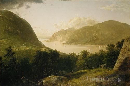 John Frederick Kensett Peinture à l'huile - Scène de la rivière Hudson