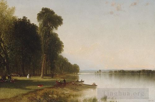 John Frederick Kensett Peinture à l'huile - Journée d'été sur le lac Conesus