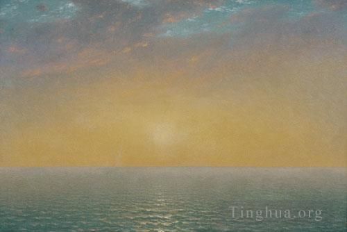 John Frederick Kensett Peinture à l'huile - Coucher De Soleil Sur La Mer