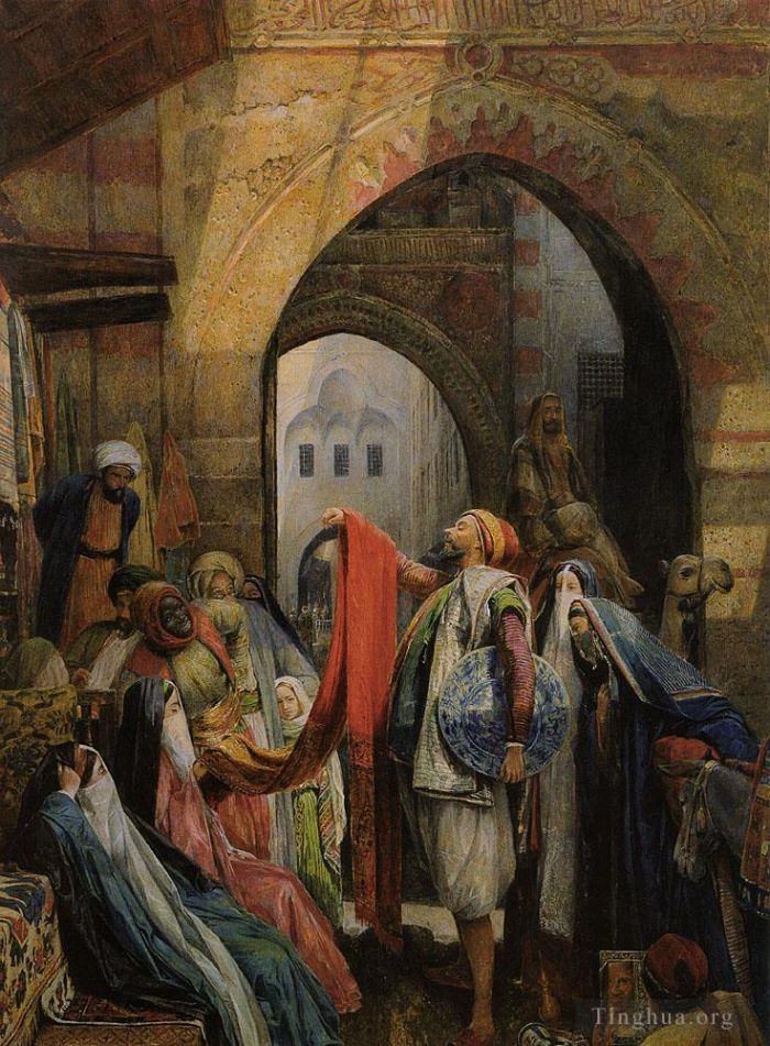 John Frederick Lewis Peinture à l'huile - Un bazar du Caire