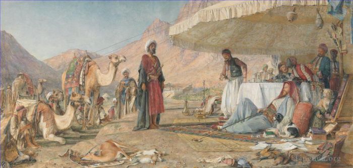 John Frederick Lewis Peinture à l'huile - Un campement franc dans le désert du mont Sinaï John Frederick Lewis