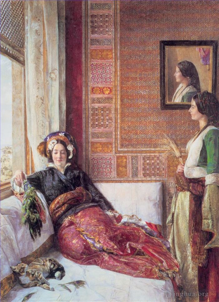 John Frederick Lewis Peinture à l'huile - La vie du harem à Constantinople