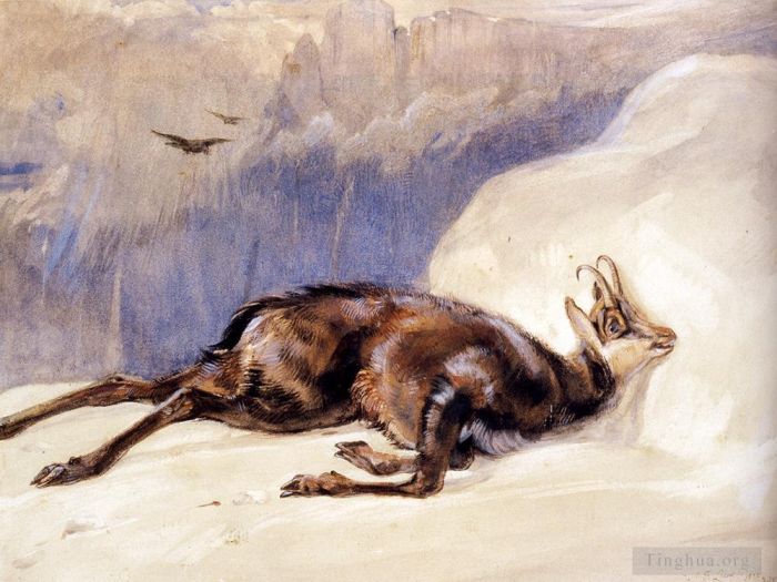John Frederick Lewis Peinture à l'huile - Le Chamois esquissé dans L'animal du Tyrol John Frederick Lewis