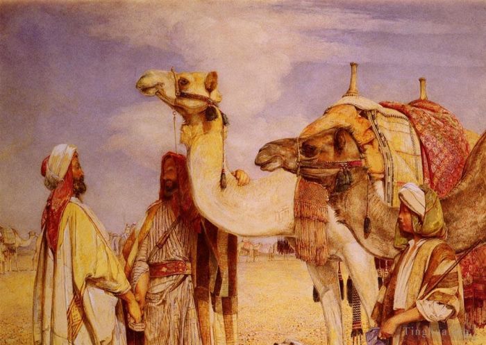 John Frederick Lewis Peinture à l'huile - La salutation dans le désert d'Egypte